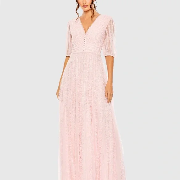 Mac Duggal | Dresses | Mac Duggalv Neck Puff Sleeve Ruffle Tiered A Line Gown | Poshmark Mac Duggal | Dresses | Mac Duggalv Neck Puff Sleeve Ruffle Tiered A Line Gown | Poshmark